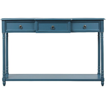 Console Nestfair en bois massif avec 3 tiroirs et une étagère