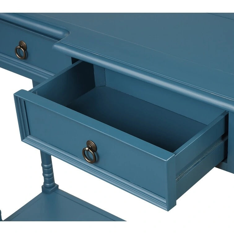 Console Nestfair en bois massif avec 3 tiroirs et une étagère