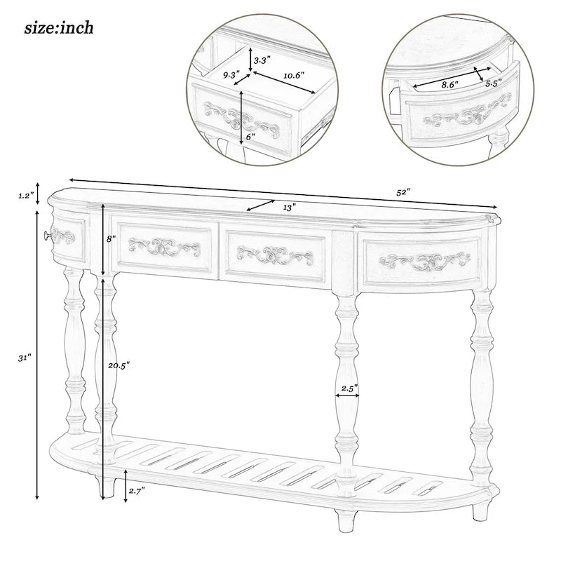 Console incurvée Merax avec 4 tiroirs et 1 étagère