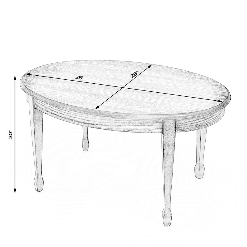 Table basse ovale Clayton en marqueterie de bois