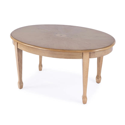Table basse ovale Clayton en marqueterie de bois