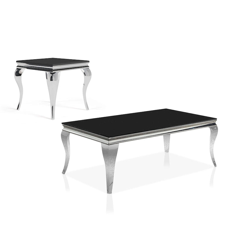 Ensemble de deux tables basses contemporaines en verre Kiermeyer de Furniture of America