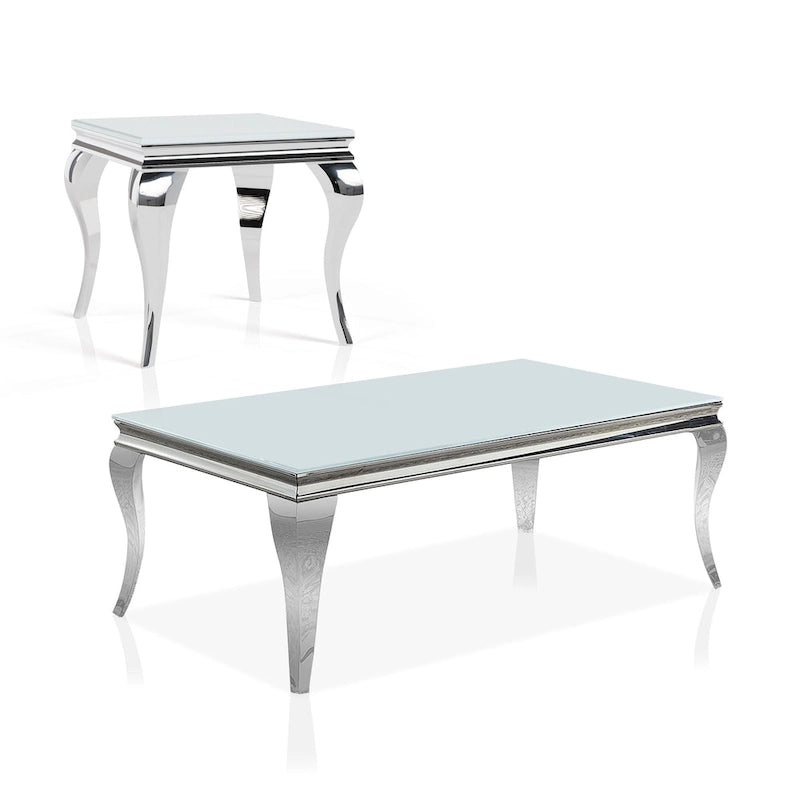 Ensemble de deux tables basses contemporaines en verre Kiermeyer de Furniture of America