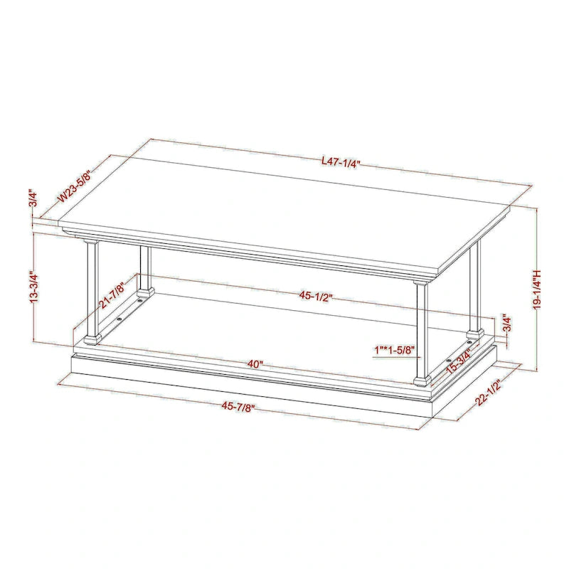 Table basse Marcin Transitional 47 pouces à 1 étagère par Furniture of America