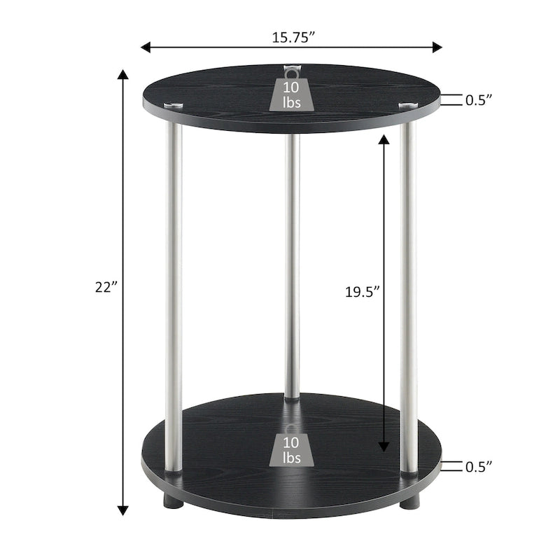 Table d'appoint ronde à 2 niveaux sans outils Designs2Go de Convenience Concepts