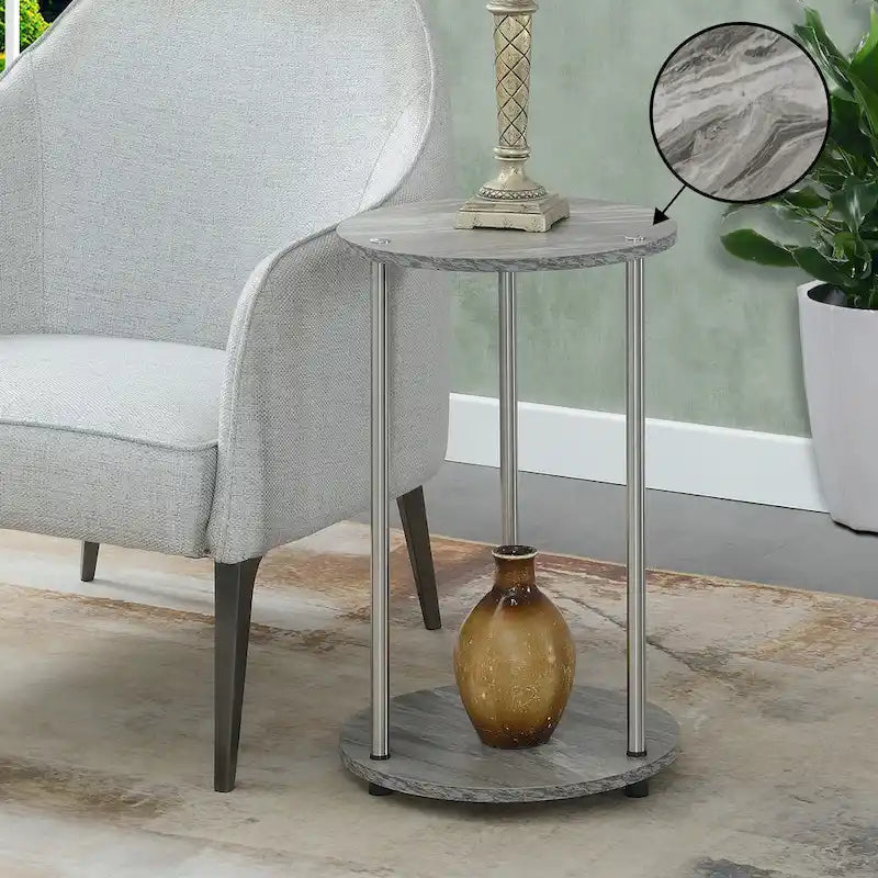 Table d'appoint ronde à 2 niveaux sans outils Designs2Go de Convenience Concepts