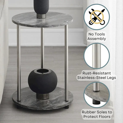 Table d'appoint ronde à 2 niveaux sans outils Designs2Go de Convenience Concepts