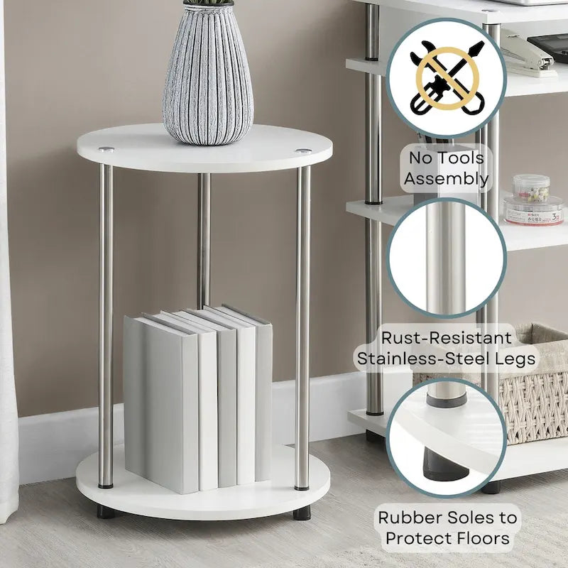 Table d'appoint ronde à 2 niveaux sans outils Designs2Go de Convenience Concepts