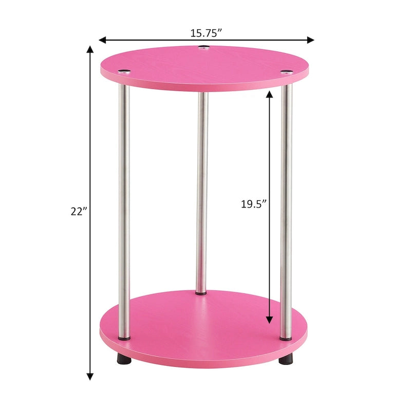 Table d'appoint ronde à 2 niveaux sans outils Designs2Go de Convenience Concepts