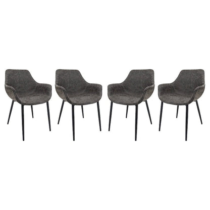 Ensemble de 4 chaises de salle à manger Markley en cuir avec pieds en fer, fauteuil d'appoint moderne