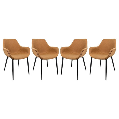 Ensemble de 4 chaises de salle à manger Markley en cuir avec pieds en fer, fauteuil d'appoint moderne