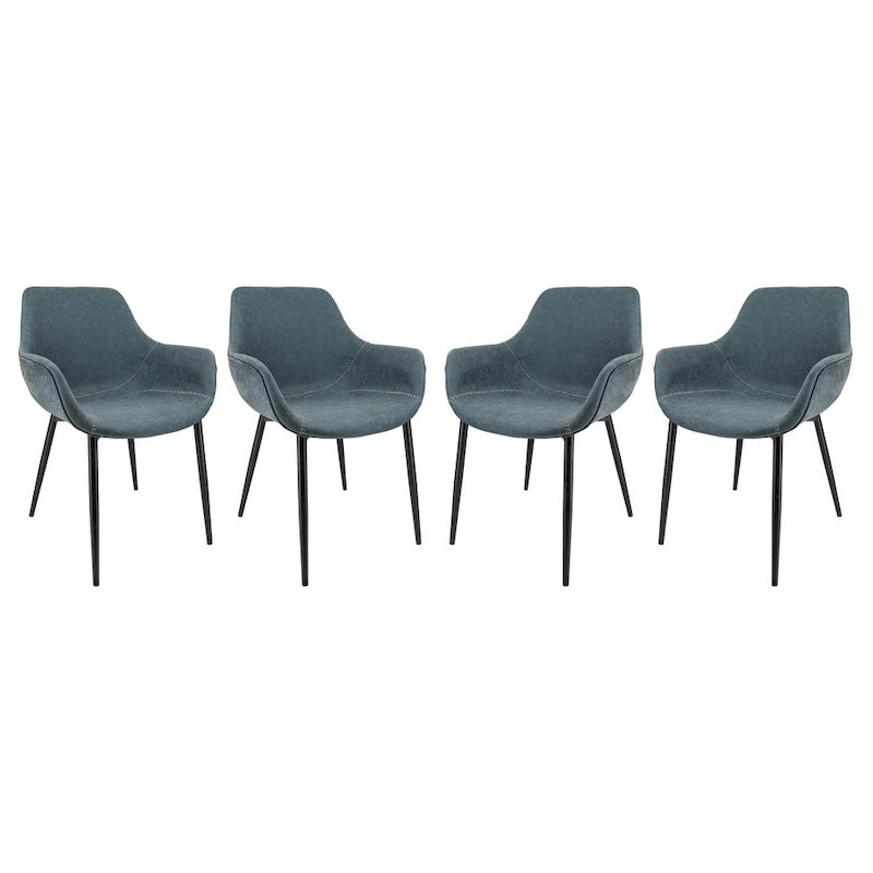 Ensemble de 4 chaises de salle à manger Markley en cuir avec pieds en fer, fauteuil d'appoint moderne