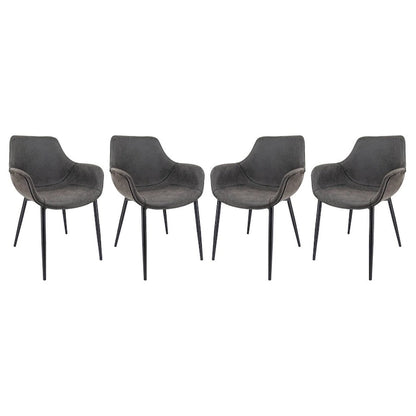 Markley Leather Dining Chair with Iron Legs Set of 4 Modern Accent Armchair