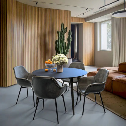 Ensemble de 4 chaises de salle à manger Markley en cuir avec pieds en fer, fauteuil d'appoint moderne