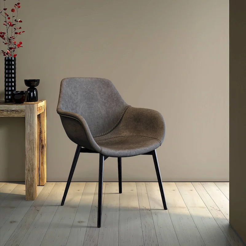 Ensemble de 4 chaises de salle à manger Markley en cuir avec pieds en fer, fauteuil d'appoint moderne