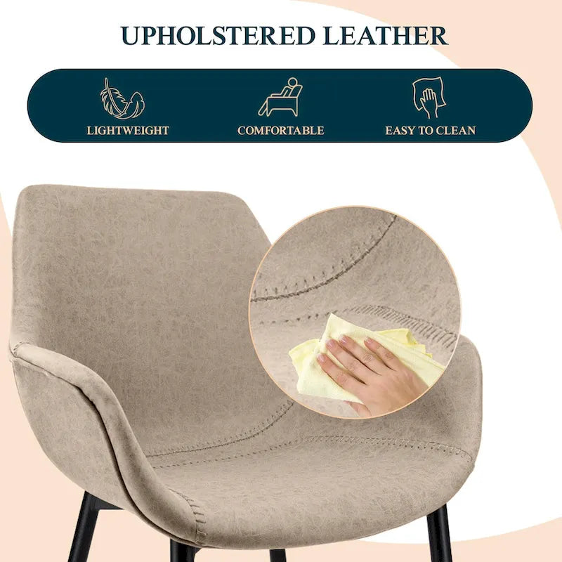 Ensemble de 4 chaises de salle à manger Markley en cuir avec pieds en fer, fauteuil d'appoint moderne