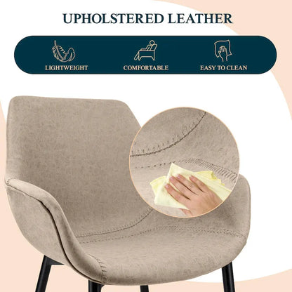 Ensemble de 4 chaises de salle à manger Markley en cuir avec pieds en fer, fauteuil d'appoint moderne