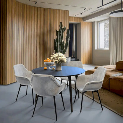 Ensemble de 4 chaises de salle à manger Markley en cuir avec pieds en fer, fauteuil d'appoint moderne