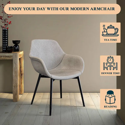 Ensemble de 4 chaises de salle à manger Markley en cuir avec pieds en fer, fauteuil d'appoint moderne