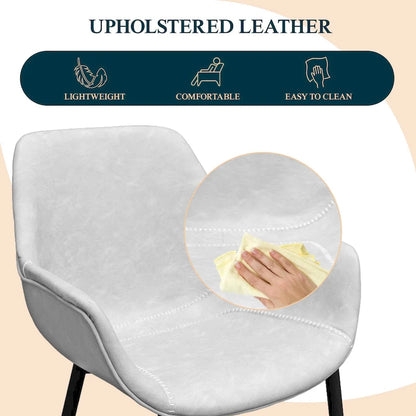 Ensemble de 4 chaises de salle à manger Markley en cuir avec pieds en fer, fauteuil d'appoint moderne