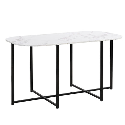 Ensemble de salle à manger style milieu du siècle 7 pièces pour 6 personnes, comprenant une table en faux marbre et 6 chaises.