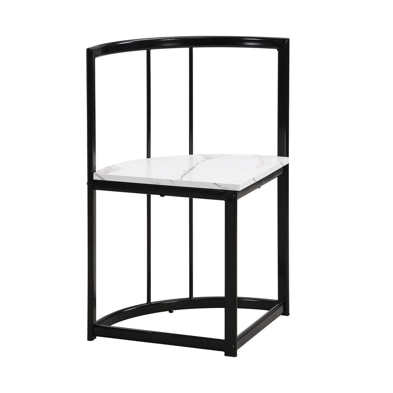 Ensemble de salle à manger style milieu du siècle 7 pièces pour 6 personnes, comprenant une table en faux marbre et 6 chaises.