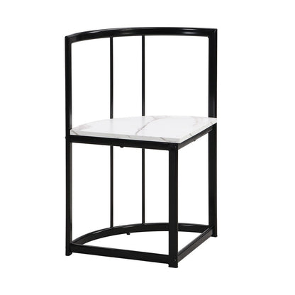 Ensemble de salle à manger style milieu du siècle 7 pièces pour 6 personnes, comprenant une table en faux marbre et 6 chaises.