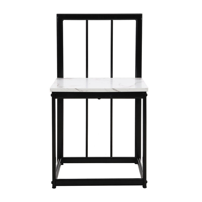 Ensemble de salle à manger style milieu du siècle 7 pièces pour 6 personnes, comprenant une table en faux marbre et 6 chaises.