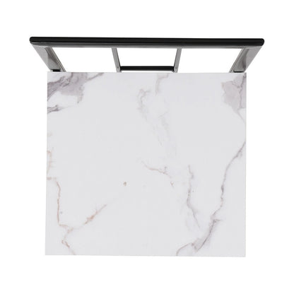 Ensemble de salle à manger style milieu du siècle 7 pièces pour 6 personnes, comprenant une table en faux marbre et 6 chaises.