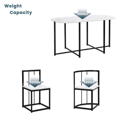 Ensemble de salle à manger style milieu du siècle 7 pièces pour 6 personnes, comprenant une table en faux marbre et 6 chaises.
