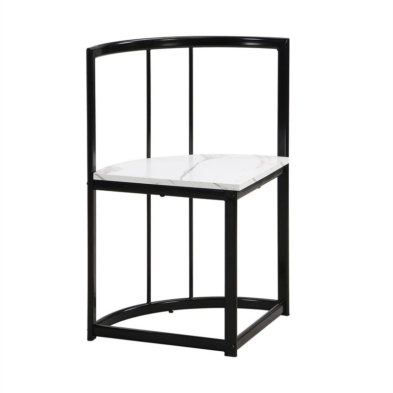 Ensemble de salle à manger style milieu du siècle 7 pièces pour 6 personnes, comprenant une table en faux marbre et 6 chaises.