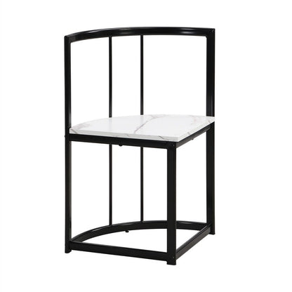 Ensemble de salle à manger style milieu du siècle 7 pièces pour 6 personnes, comprenant une table en faux marbre et 6 chaises.