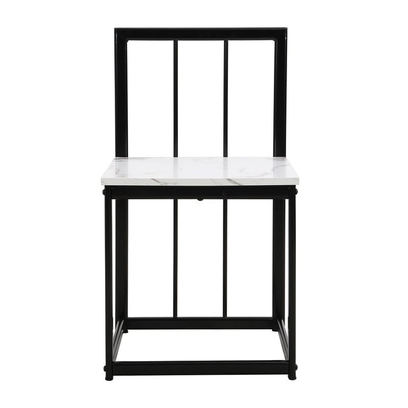 Ensemble de salle à manger style milieu du siècle 7 pièces pour 6 personnes, comprenant une table en faux marbre et 6 chaises.