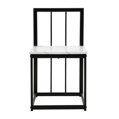 Ensemble de salle à manger style milieu du siècle 7 pièces pour 6 personnes, comprenant une table en faux marbre et 6 chaises.