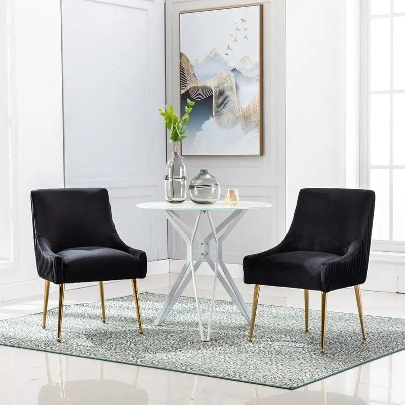 Ensemble de 2 chaises de salle à manger d'appoint SEYNAR en velours style milieu du siècle avec poignée arrière