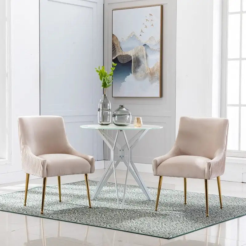 SEYNAR Mid Century Velvet Accent Dining Chair Set of 2 with Rear Handle