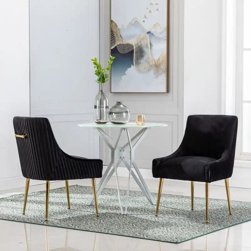 Ensemble de 2 chaises de salle à manger d'appoint SEYNAR en velours style milieu du siècle avec poignée arrière