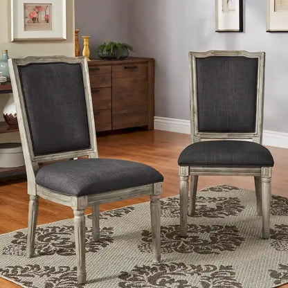 Chaises de salle à manger en lin orné Deana (ensemble de 2) par iNSPIRE Q Artisan