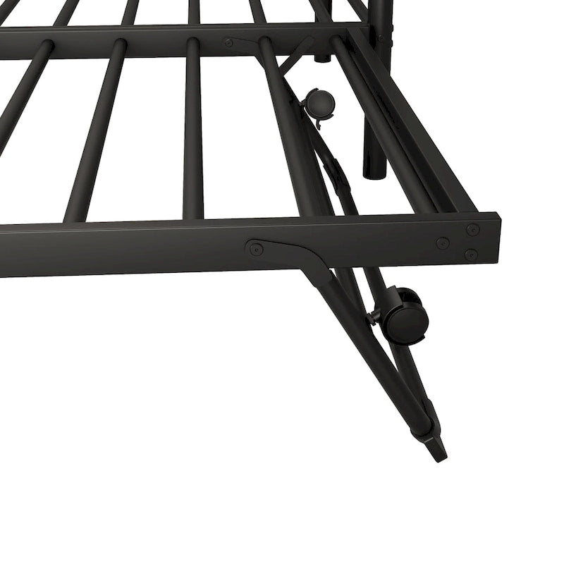 Lit de jour en métal pour une personne avec lit gigogne escamotable