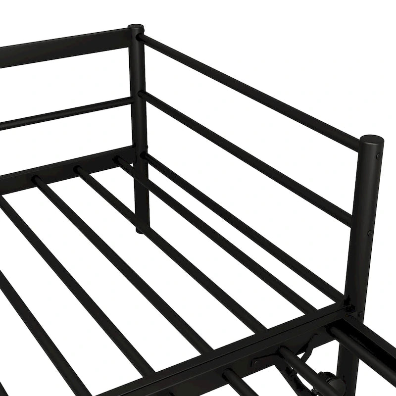 Lit de jour en métal pour une personne avec lit gigogne escamotable