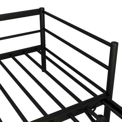 Lit de jour en métal pour une personne avec lit gigogne escamotable