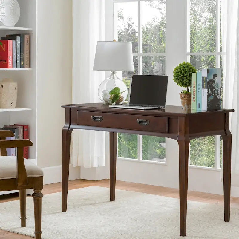 Bureau pour ordinateur portable Stratus en bois massif avec tiroir à clavier rabattable à l'avant