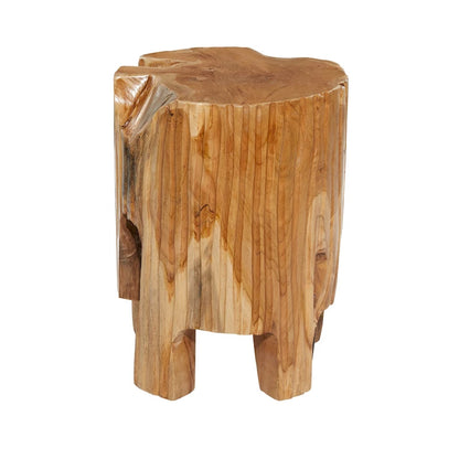 Table d'appoint artisanale en teck massif, bords naturels, style souche d'arbre - Brun - Roche River Decor - 30,5 cm (L) x 30,5 cm (l) x 40,5 cm (H)