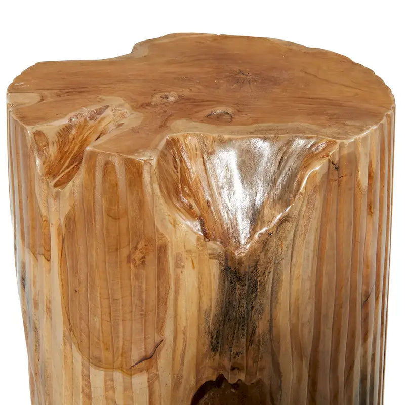 Table d'appoint artisanale en teck massif, bords naturels, style souche d'arbre - Brun - Roche River Decor - 30,5 cm (L) x 30,5 cm (l) x 40,5 cm (H)