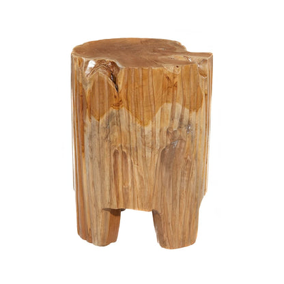 Table d'appoint artisanale en teck massif, bords naturels, style souche d'arbre - Brun - Roche River Decor - 30,5 cm (L) x 30,5 cm (l) x 40,5 cm (H)