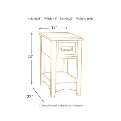 Table d'appoint Signature Design by Ashley Breegin en bois finition marron - 33 cm (L) x 56 cm (P) x 59 cm (H)