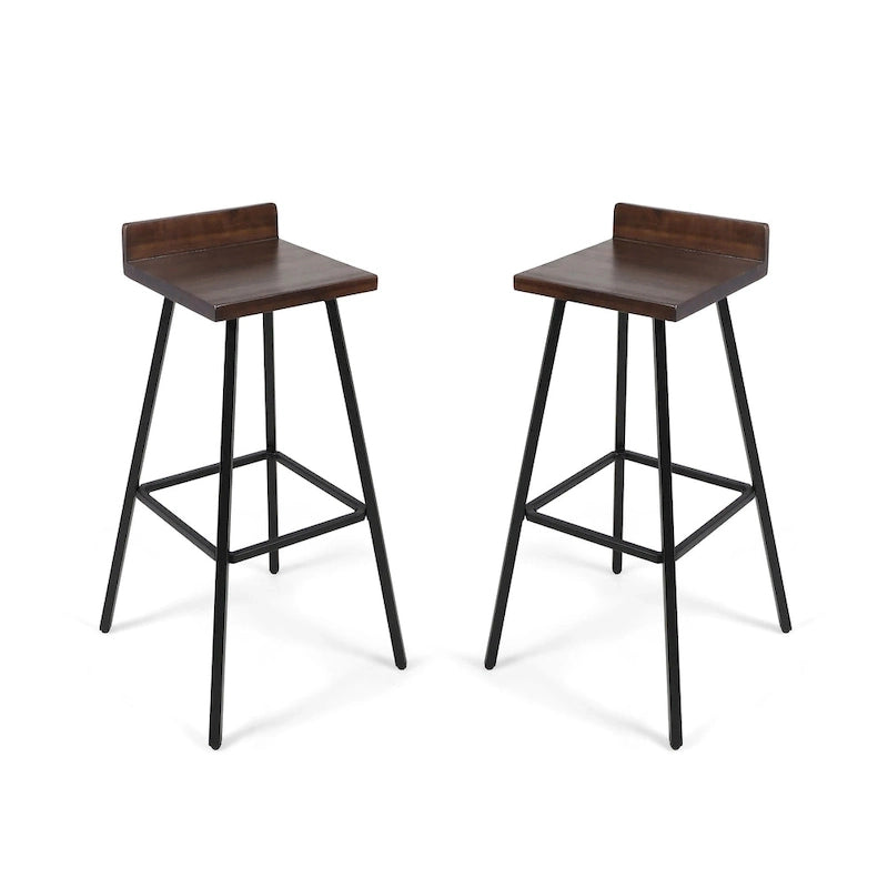 Tabourets de bar d'intérieur contemporains en bois d'acacia Bidwell (lot de 2) par Christopher Knight Home