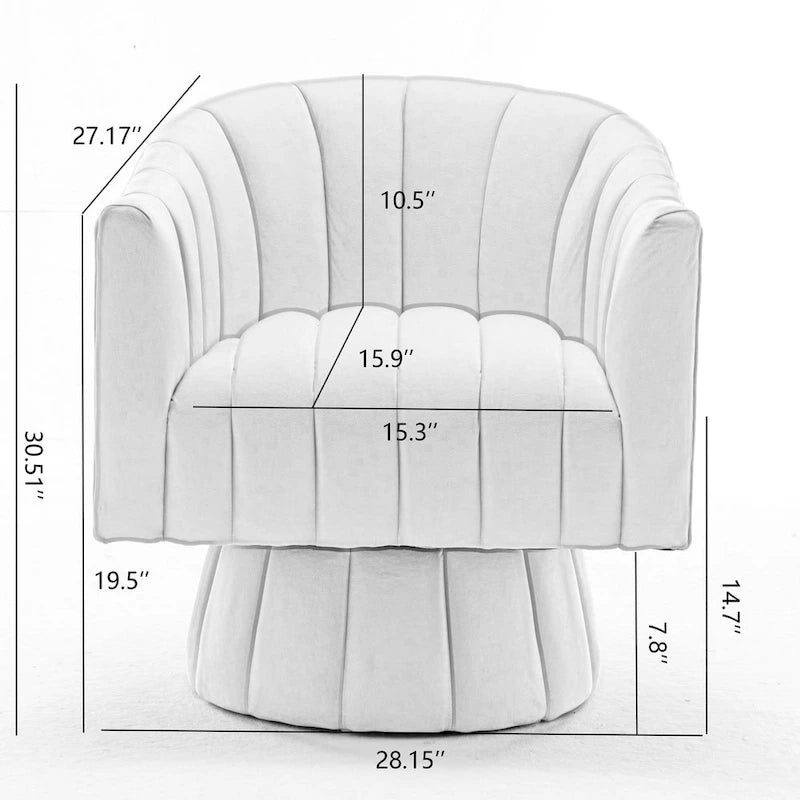 SEYNAR Fauteuil pivotant rond capitonné en cuir PU style Mid-Century (lot de 2)