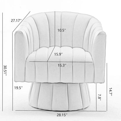 SEYNAR Fauteuil pivotant rond capitonné en cuir PU style Mid-Century (lot de 2)