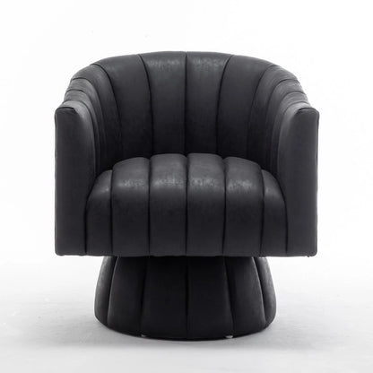 SEYNAR Fauteuil pivotant rond capitonné en cuir PU style Mid-Century (lot de 2)